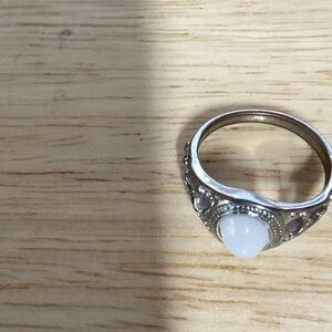 Silver White Gemstone Statement Ring Not Sterling